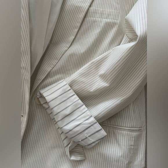 ZARA Oversized Pinstripe Blazer White Black Stripe Size M-L - Picture 5 of 6